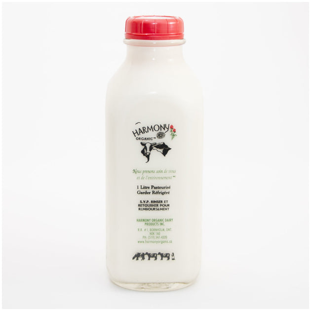 Harmony Organic Milk Chocolate- 1L bottles, $5.25 plus bottle