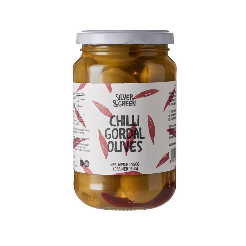 Pitted Gordal Chilli Olives | Silver & Green