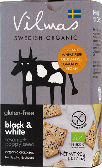 Gluten-Free Black & White Sesame & Poppy Seed Crackers | Vilmas Swedish Organic