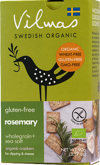 Gluten-Free Rosemary Wholegrain & Sea Salt Crackers | Vilmas Swedish Organic