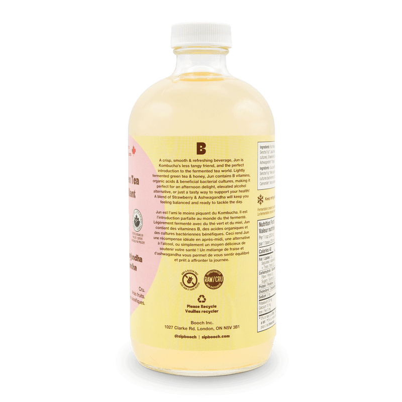 Sparkling Green Tea - Strawberry & Ashwagandha | Booch Kombucha