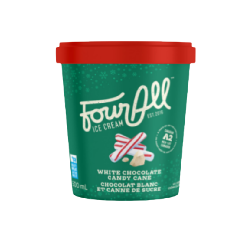 White Chocolate Candy Cane Ice Cream | Four All Ice Cream
