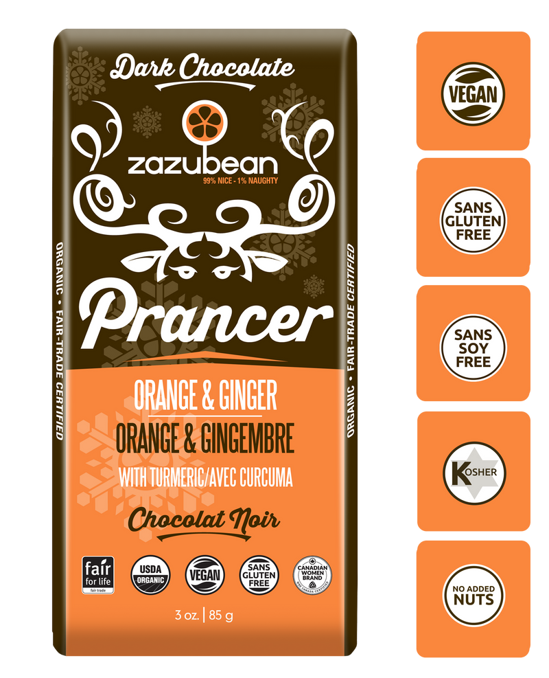 PRANCER Orange & Ginger Chocolate Bar | Zazubean
