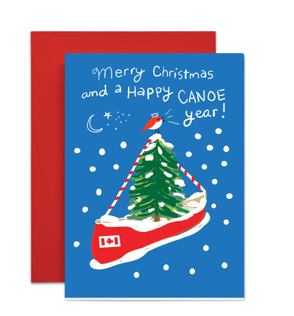Holiday Canoe with Tree Greeting Card | Wendy Tancock