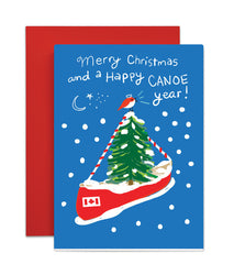 Holiday Canoe with Tree Greeting Card | Wendy Tancock