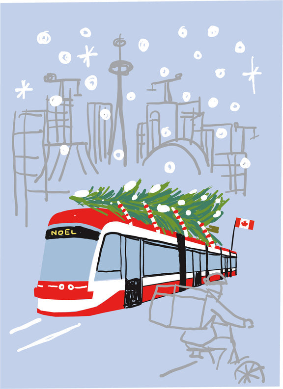 Toronto Christmas Streetcar Greeting Card | Wendy Tancock