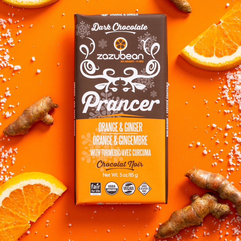 PRANCER Orange & Ginger Chocolate Bar | Zazubean