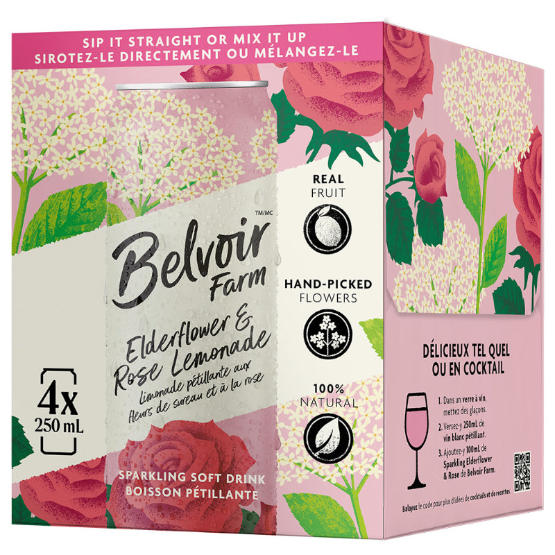 4-Pack Elderflower & Rose Lemonade | Belvoir Farm
