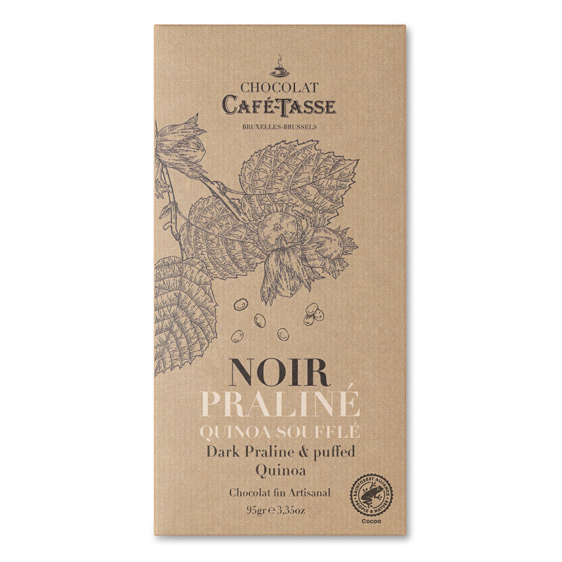 Dark Chocolate Bar with Hazelnut Praline and Puffed Quinoa | Cafe Tasse