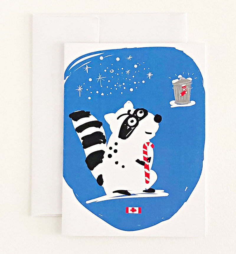 Raccoon Sock X-Mas Greeting Card | Wendy Tancock