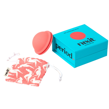 Image of Nixit Menstrual Cup with original box and carrying bag